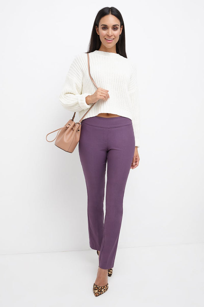 Rekucci Straight Leg Pants With Tummy Control Mauve