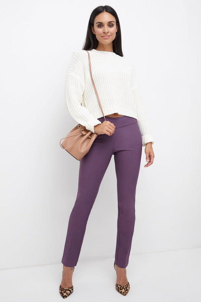 rekucci Straight leg pants with tummy control mauve