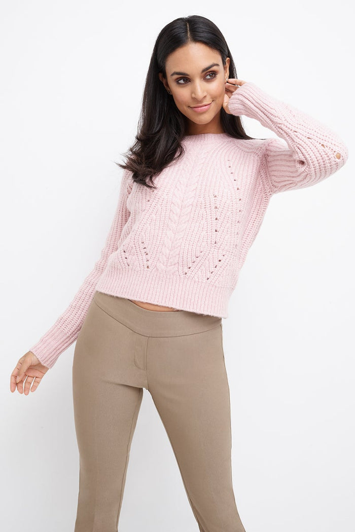 Rekucci Straight Leg Pants With Tummy Control Oatmeal