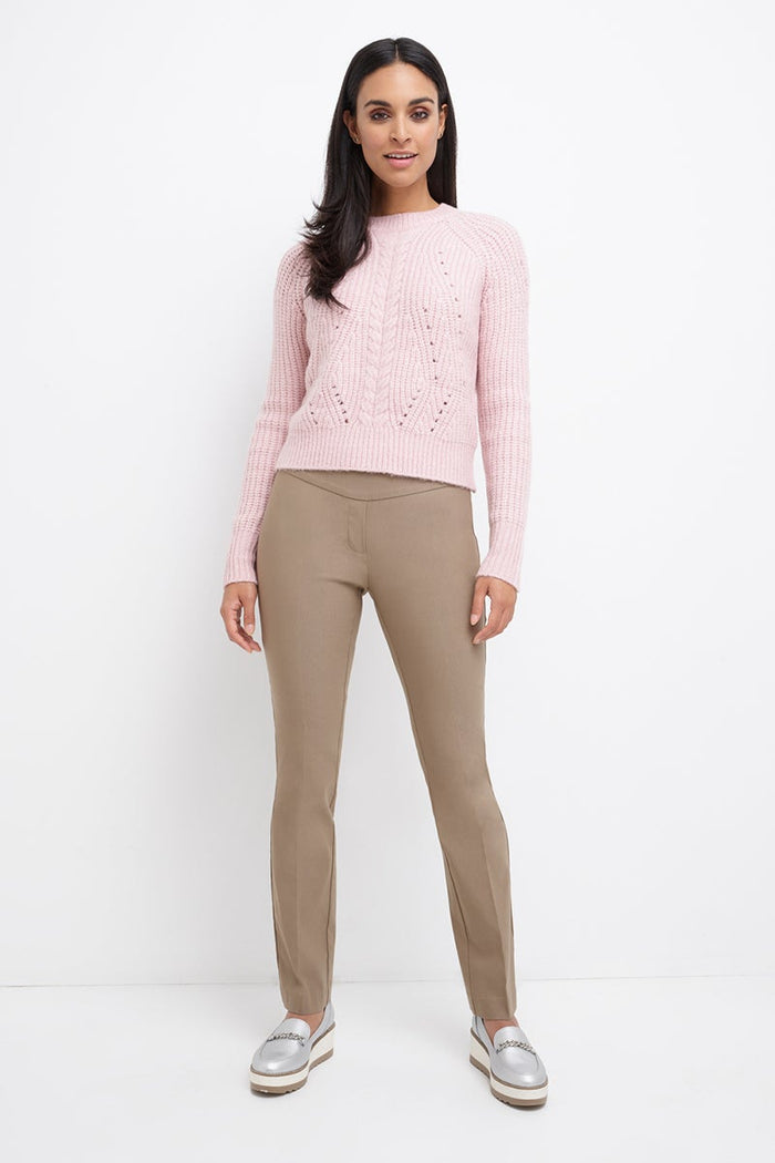 rekucci Straight leg pants with tummy control oatmeal