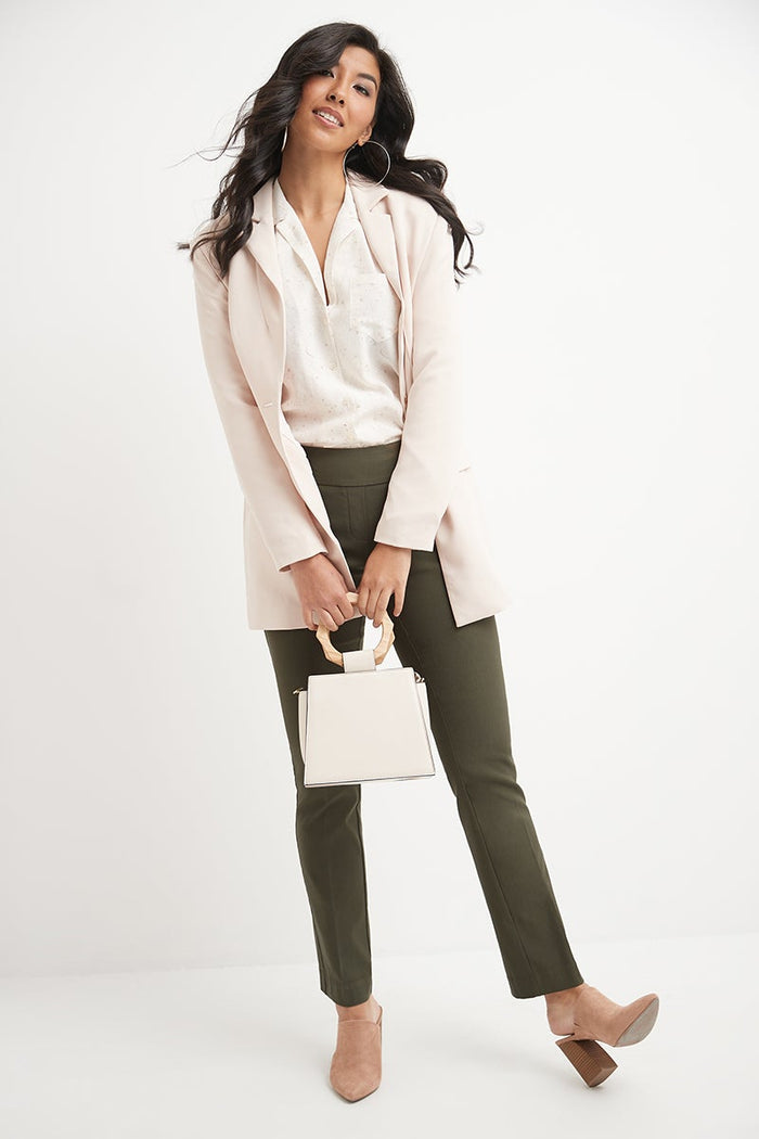 Rekucci Straight Leg Pants With Tummy Control Olive