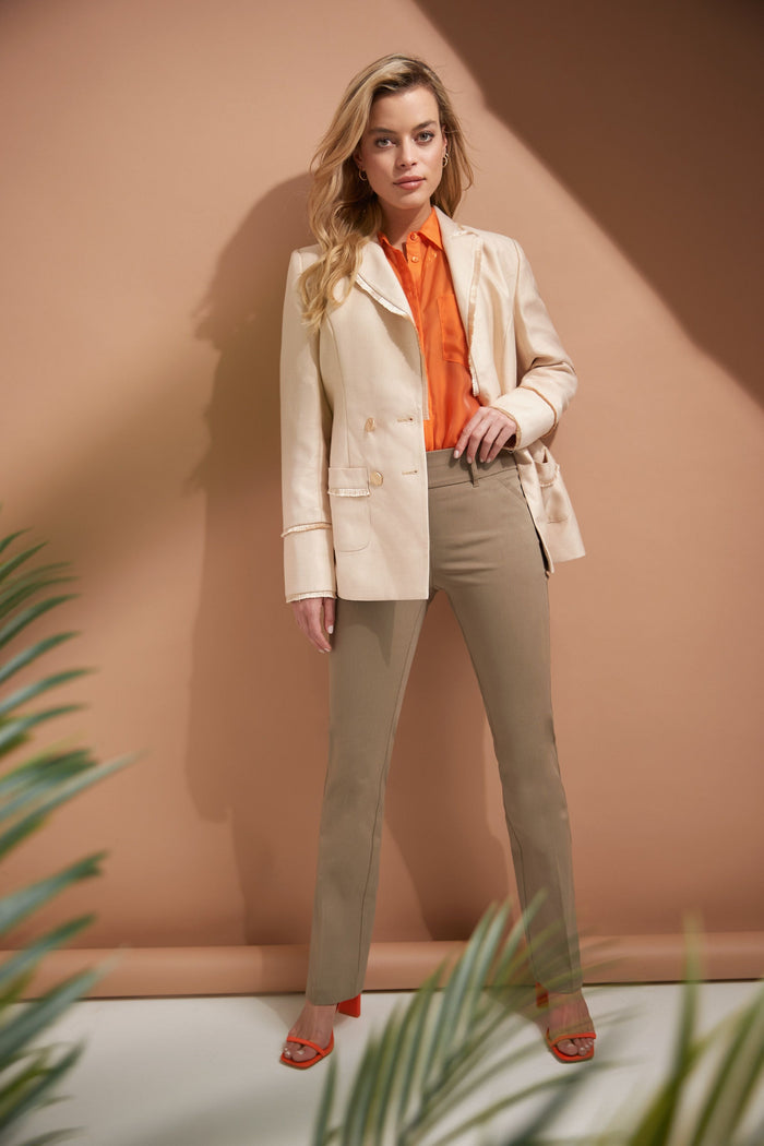 Rekucci Stretch Bootcut Pants With Tummy Control And Pockets Oatmeal