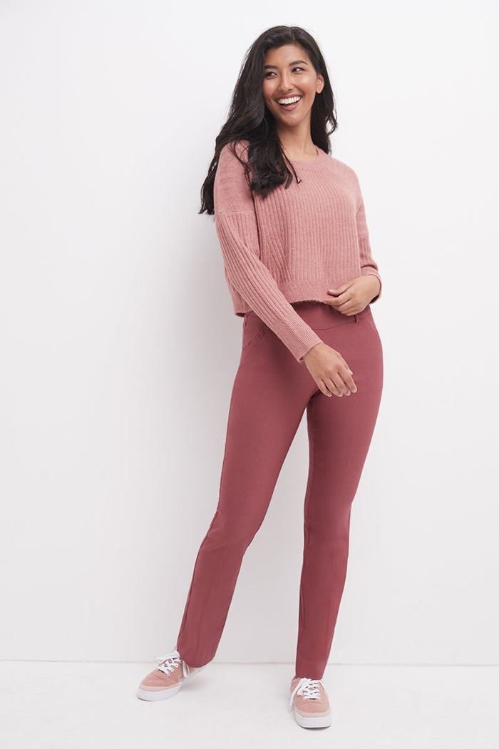 Rekucci Stretch Bootcut Pants With Tummy Control And Pockets Desert-rose