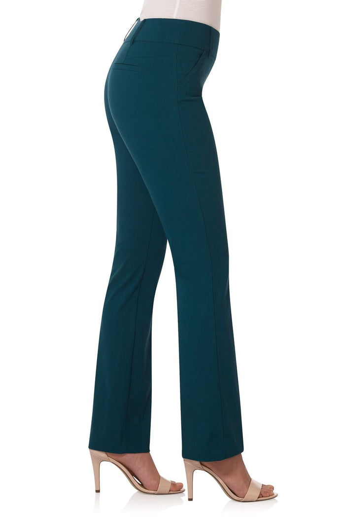 Rekucci Stretch Bootcut Pants With Tummy Control And Pockets Teal