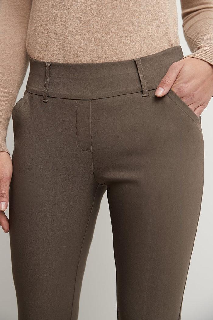 Rekucci Stretch Bootcut Pants With Tummy Control And Pockets Mocha