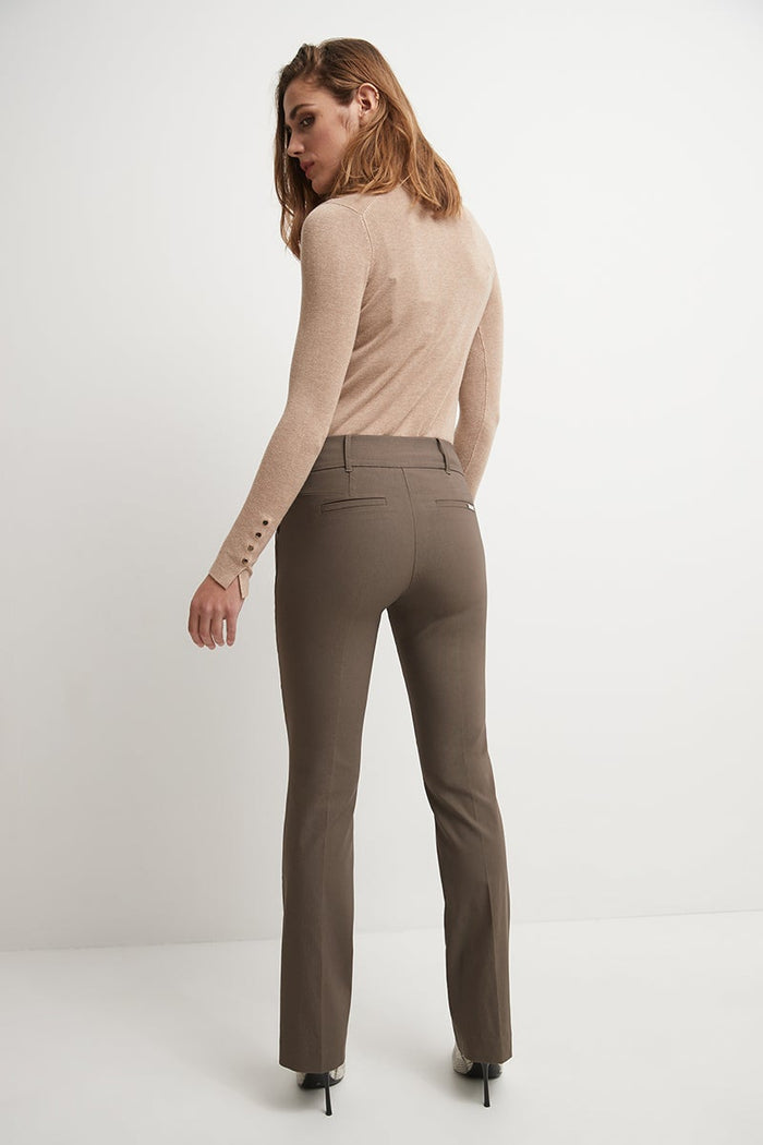 Rekucci Stretch Bootcut Pants With Tummy Control And Pockets Mocha