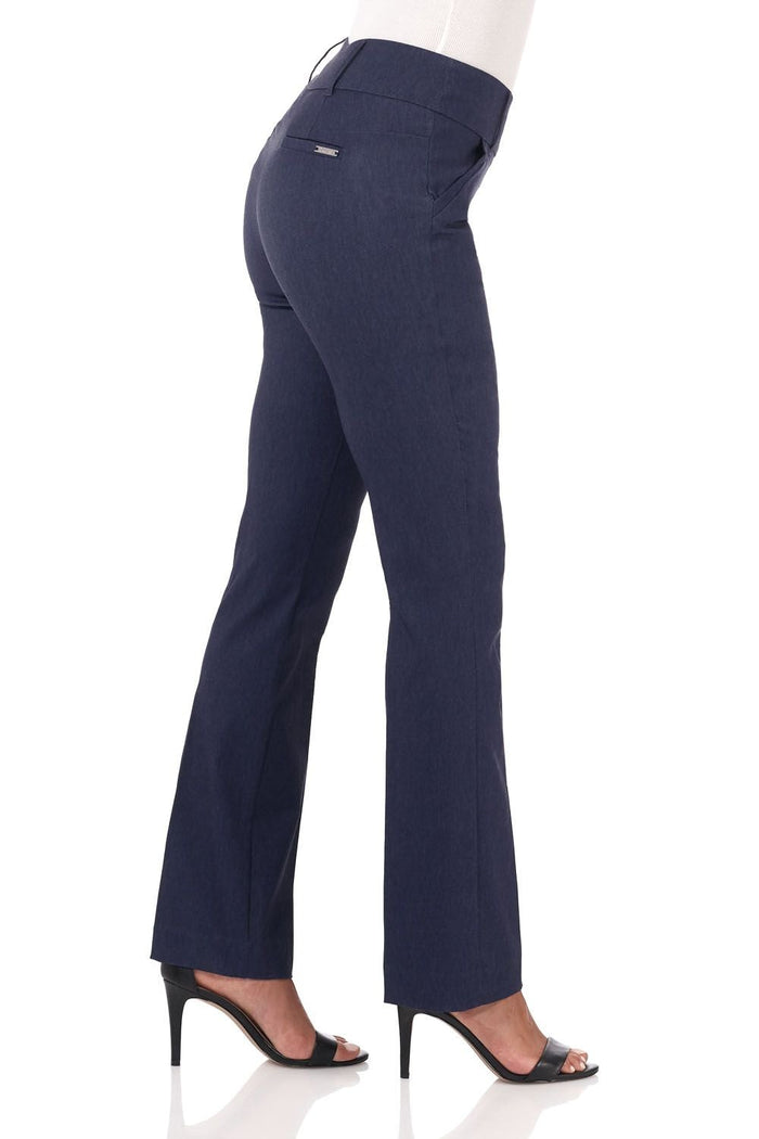 Rekucci Stretch Bootcut Pants With Tummy Control And Pockets Indigo