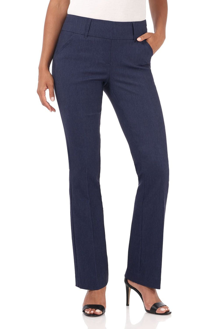 rekucci Stretch bootcut pants with tummy control and pockets indigo