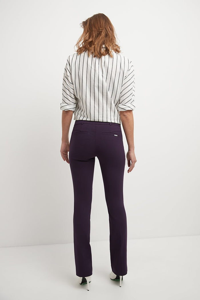 Rekucci Stretch Bootcut Pants With Tummy Control And Pockets Deep-plum