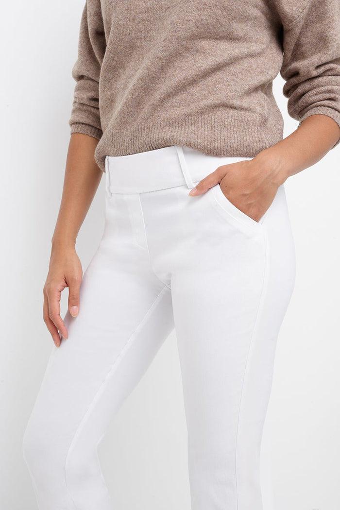 Rekucci Stretch Bootcut Pants With Tummy Control And Pockets White