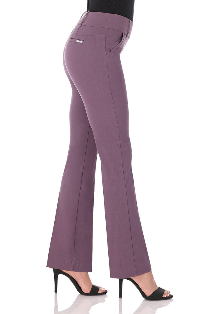 Rekucci Stretch Bootcut Pants With Tummy Control And Pockets Mauve