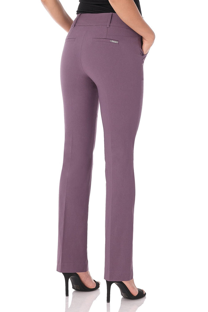 Rekucci Stretch Bootcut Pants With Tummy Control And Pockets Mauve