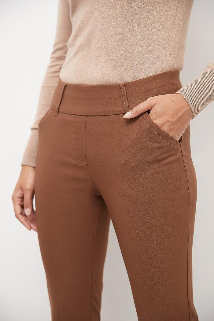 Rekucci Stretch Bootcut Pants With Tummy Control And Pockets Chestnut