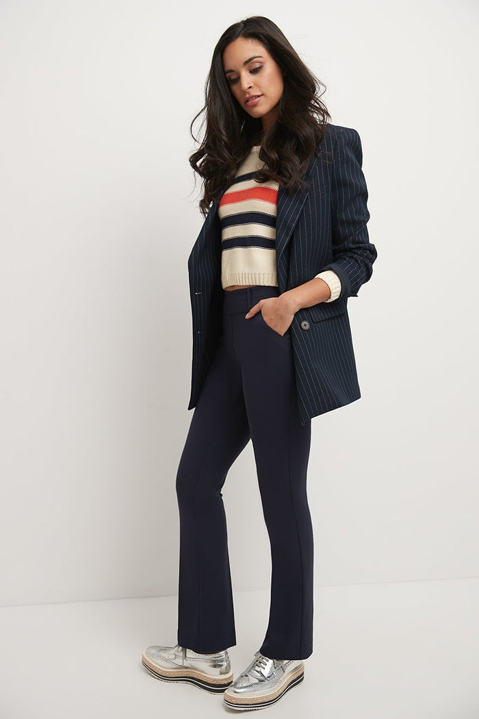 Rekucci Stretch Bootcut Pants With Tummy Control And Pockets Navy