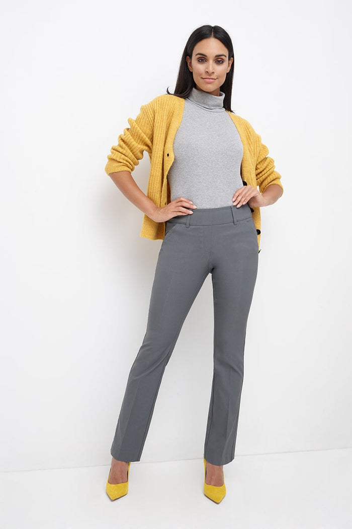 Rekucci Stretch Bootcut Pants With Tummy Control And Pockets Graphite