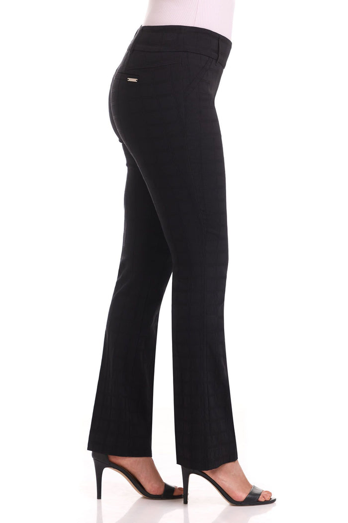 Rekucci Stretch Bootcut Pants With Tummy Control And Pockets Black-check