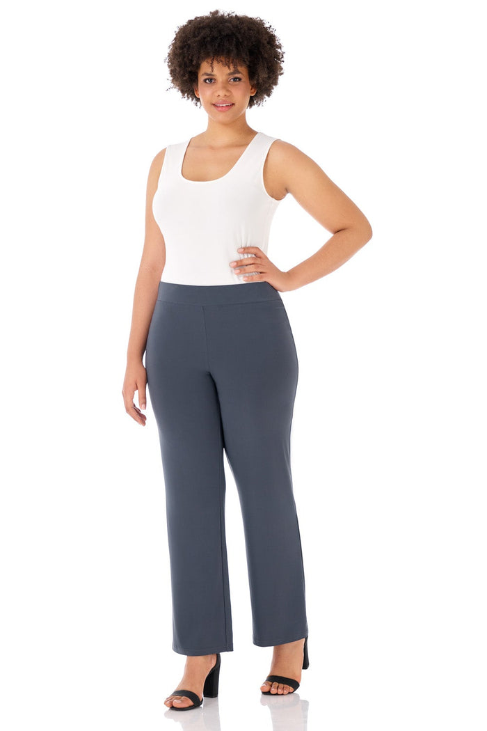 Rekucci Travel Collection Curvy Straight Leg Pants Charcoal