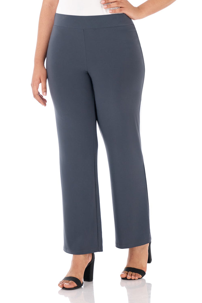 Rekucci Travel Collection Curvy Straight Leg Pants Charcoal