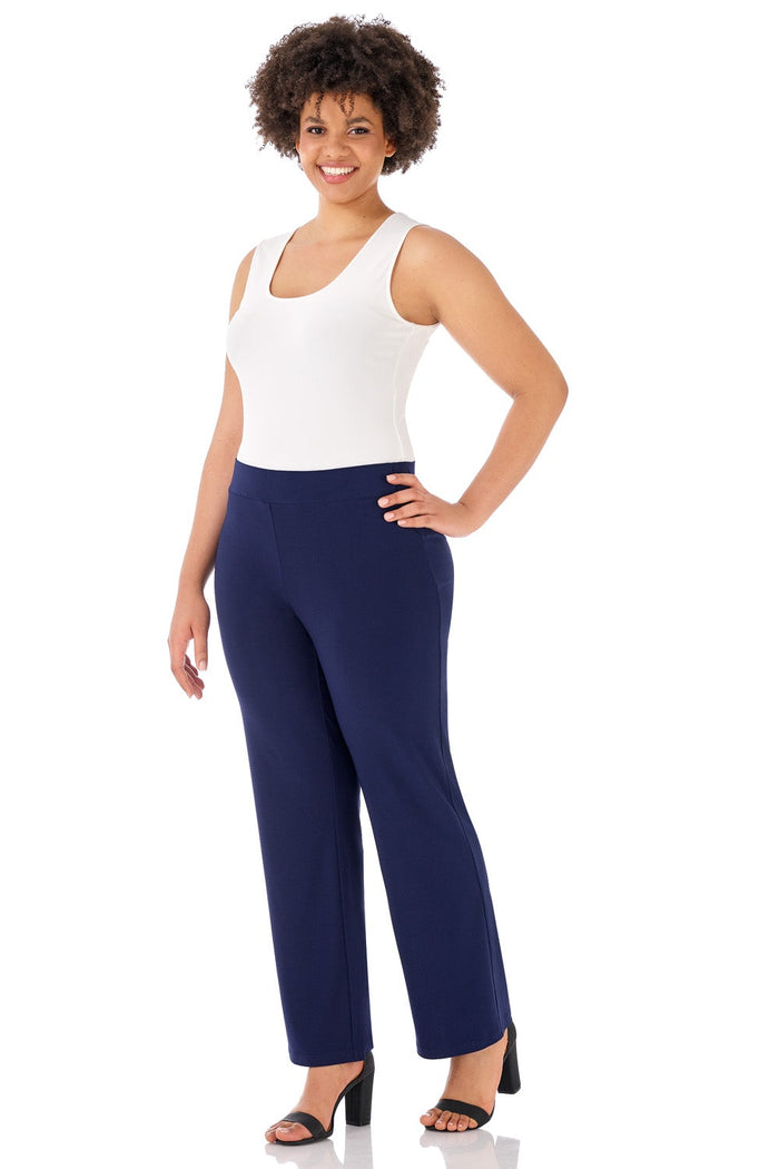 Rekucci Travel Collection Curvy Straight Leg Pants Navy