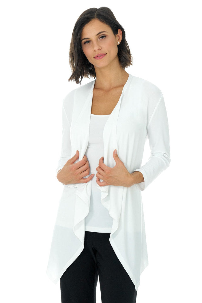 Rekucci Travel Collection Open-front Cardigan With 3/4 Sleeve Off-white