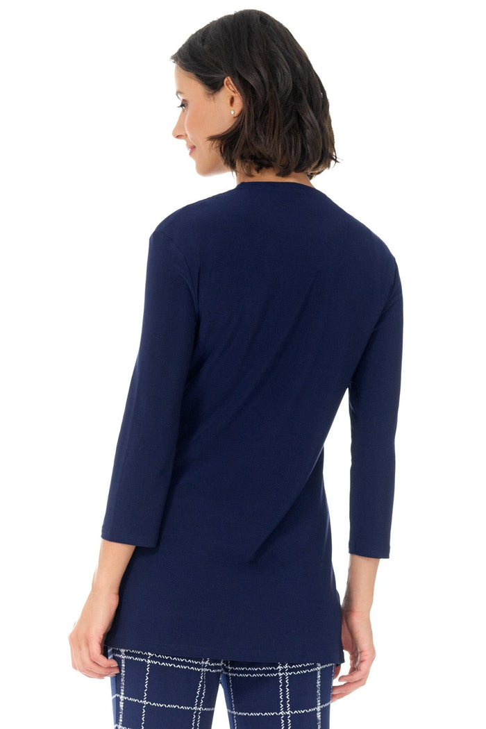 Rekucci Travel Collection Open-front Cardigan With 3/4 Sleeve Navy