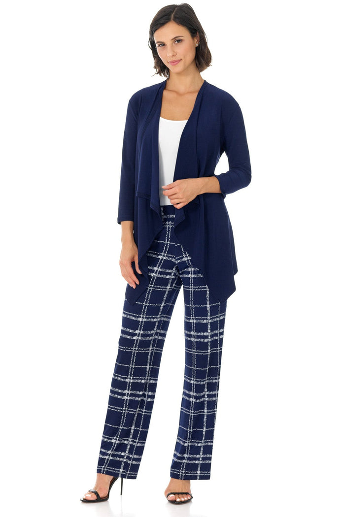 Rekucci Travel Collection Open-front Cardigan With 3/4 Sleeve Navy