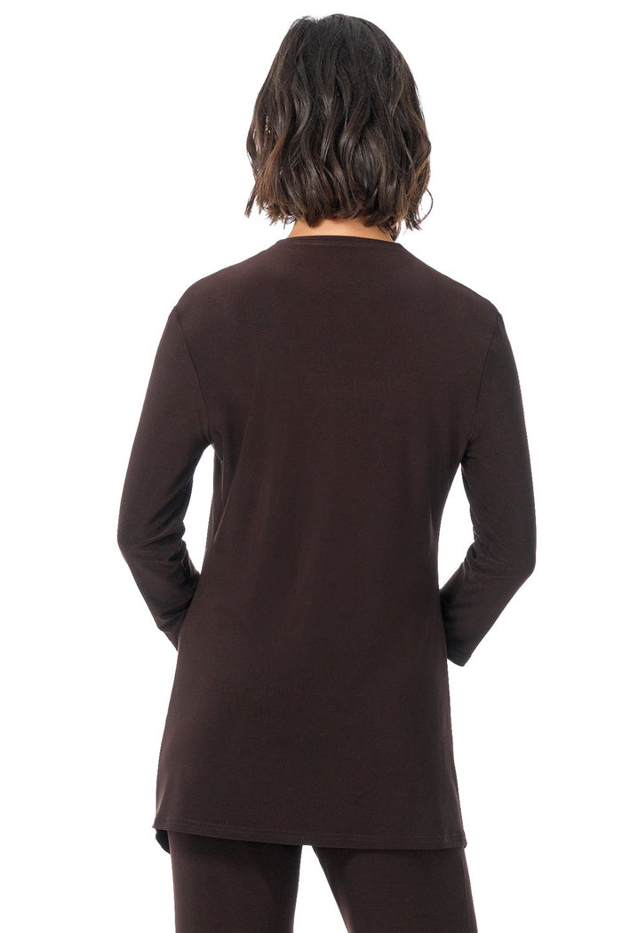 Rekucci Travel Collection Open-front Cardigan With 3/4 Sleeve Espresso