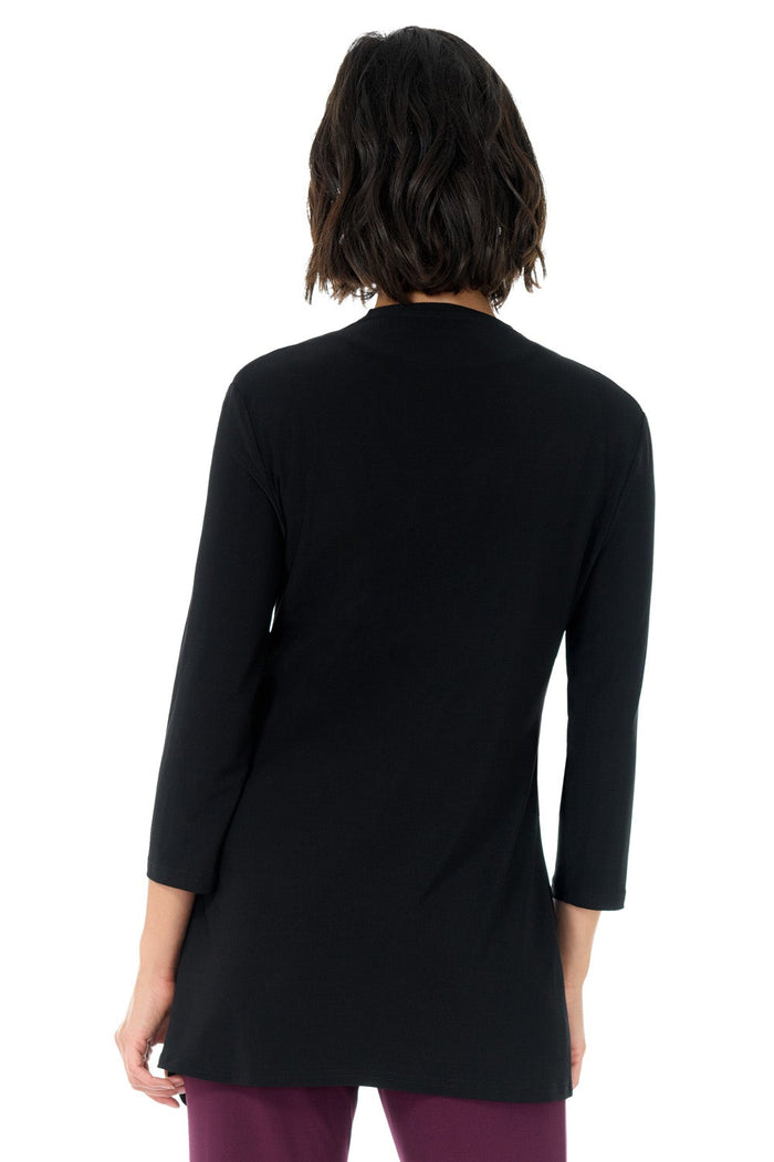 Rekucci Travel Collection Open-front Cardigan With 3/4 Sleeve Black
