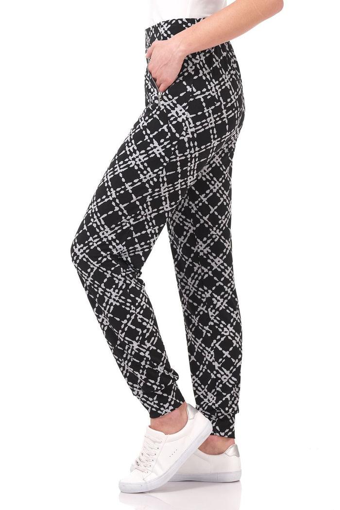 Rekucci Travel Collection Pants With Zippered Pockets Black/silver-check