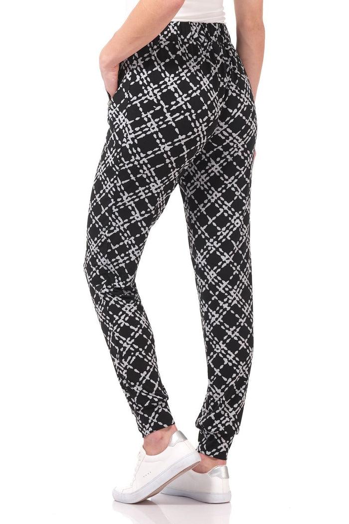 Rekucci Travel Collection Pants With Zippered Pockets Black/silver-check