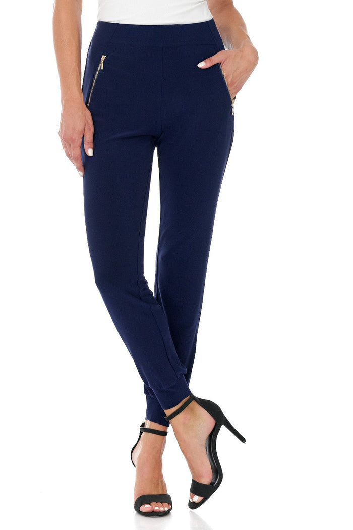 rekucci Travel Collection Pants with Zippered Pockets navy