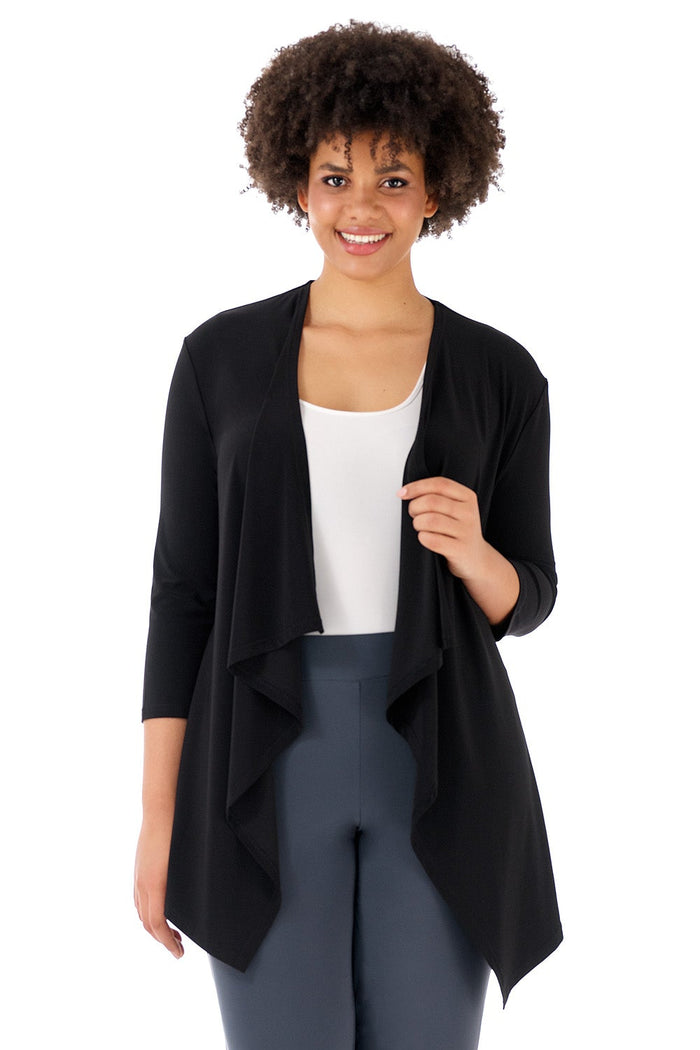 Rekucci Travel Collection Plus Size Open-front Cardigan Black
