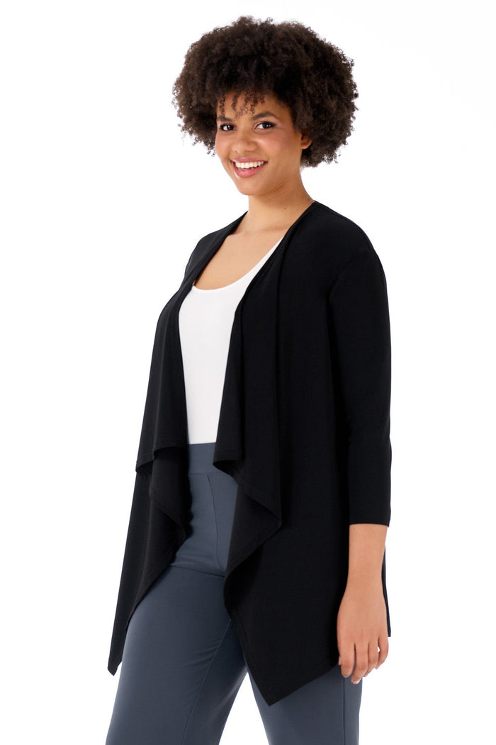 rekucci Travel Collection Plus Size Open-front Cardigan black