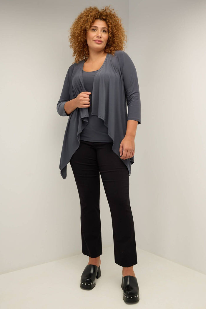 Rekucci Travel Collection Plus Size Open-front Cardigan Charcoal