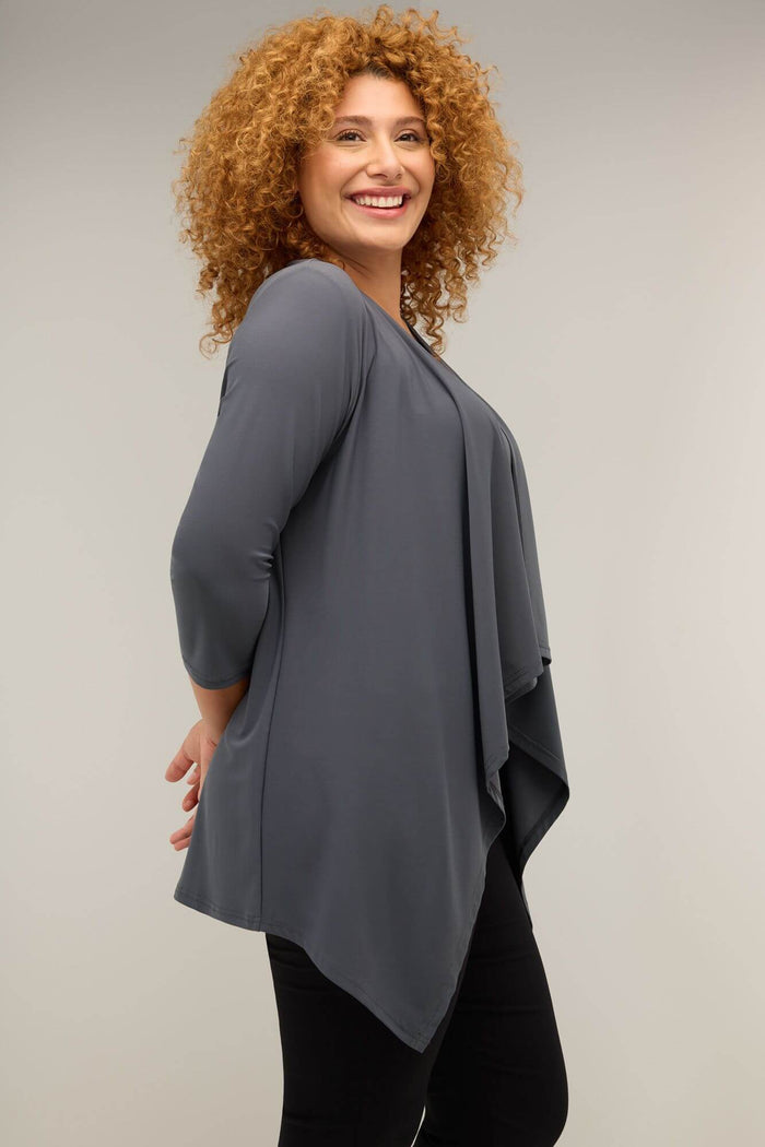Rekucci Travel Collection Plus Size Open-front Cardigan Charcoal