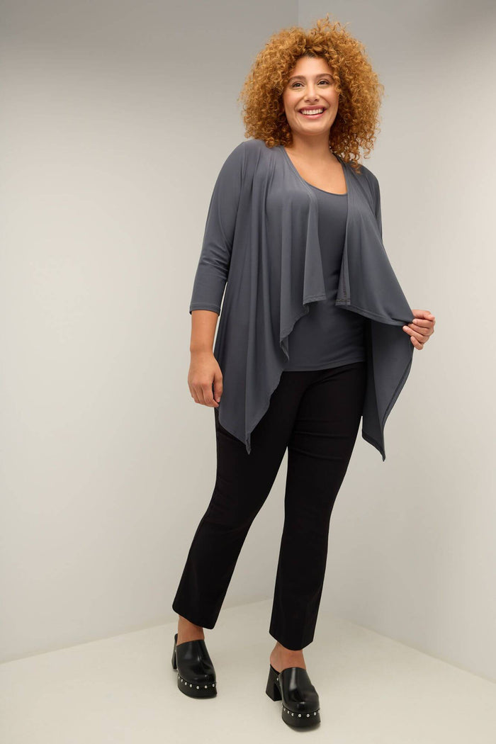 rekucci Travel Collection Plus Size Open-front Cardigan charcoal