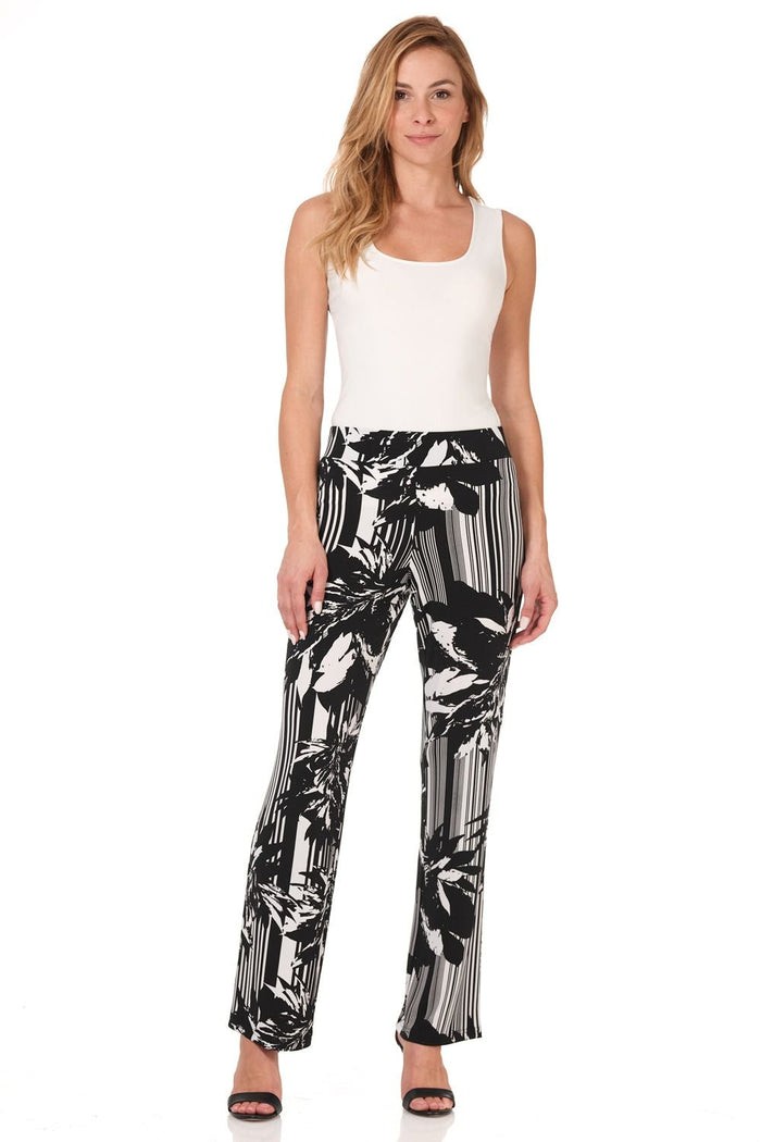 rekucci Travel Collection Wrinkle-Resistant Straight Leg Pants blooming-stripe