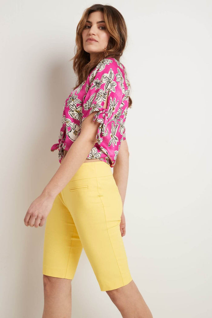 Rekucci Women’s 12” Classic Shorts With Fake Front Pockets Buttercup