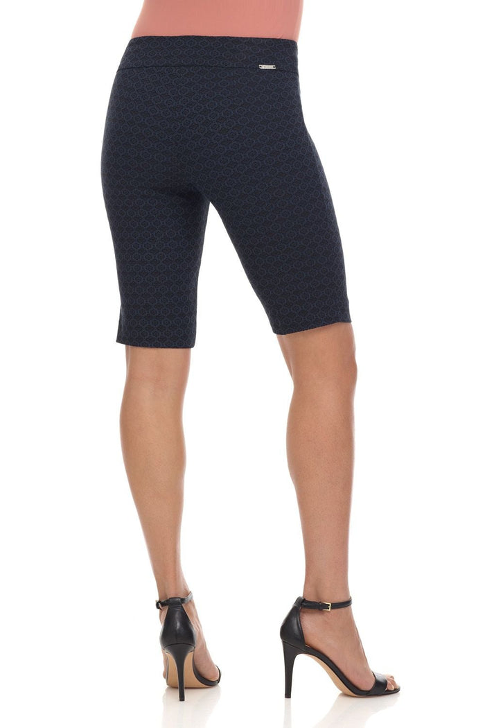 Rekucci Women’s 12” Classic Shorts With Fake Front Pockets Navy-flower