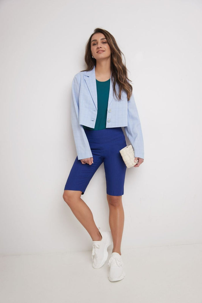 rekucci Women’s 12” Classic Shorts with Fake Front Pockets sapphire