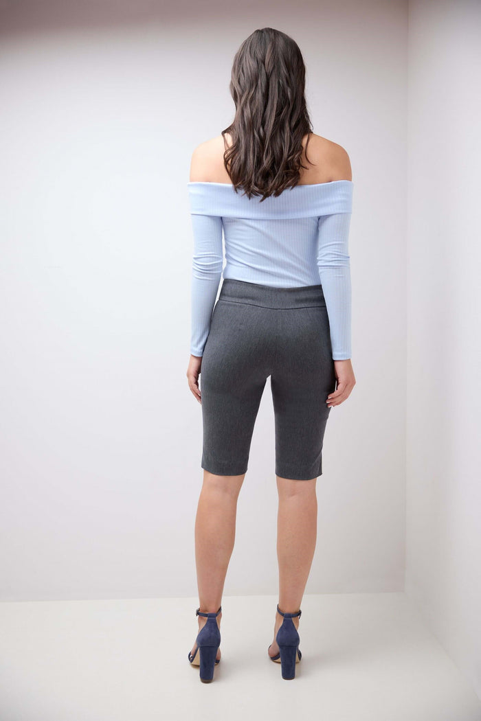 Rekucci Women’s 12” Classic Shorts With Fake Front Pockets Charcoal