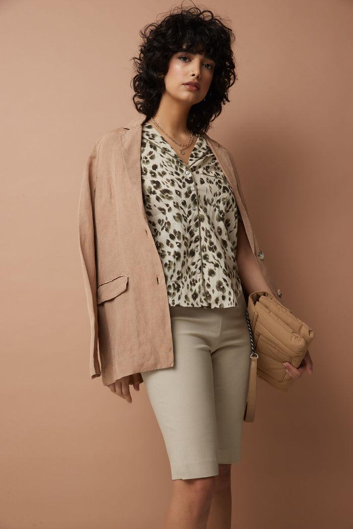 Rekucci Women’s 12” Classic Shorts With Fake Front Pockets Stone