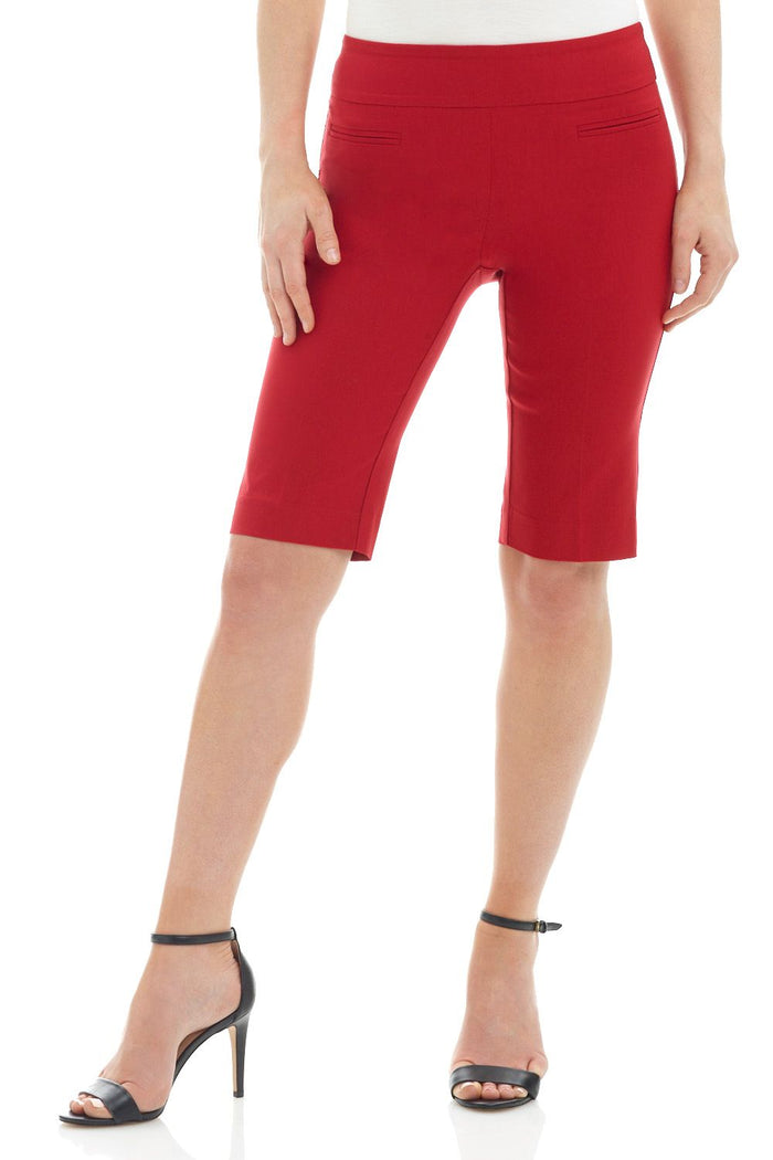 rekucci Women’s 12” Classic Shorts with Fake Front Pockets red