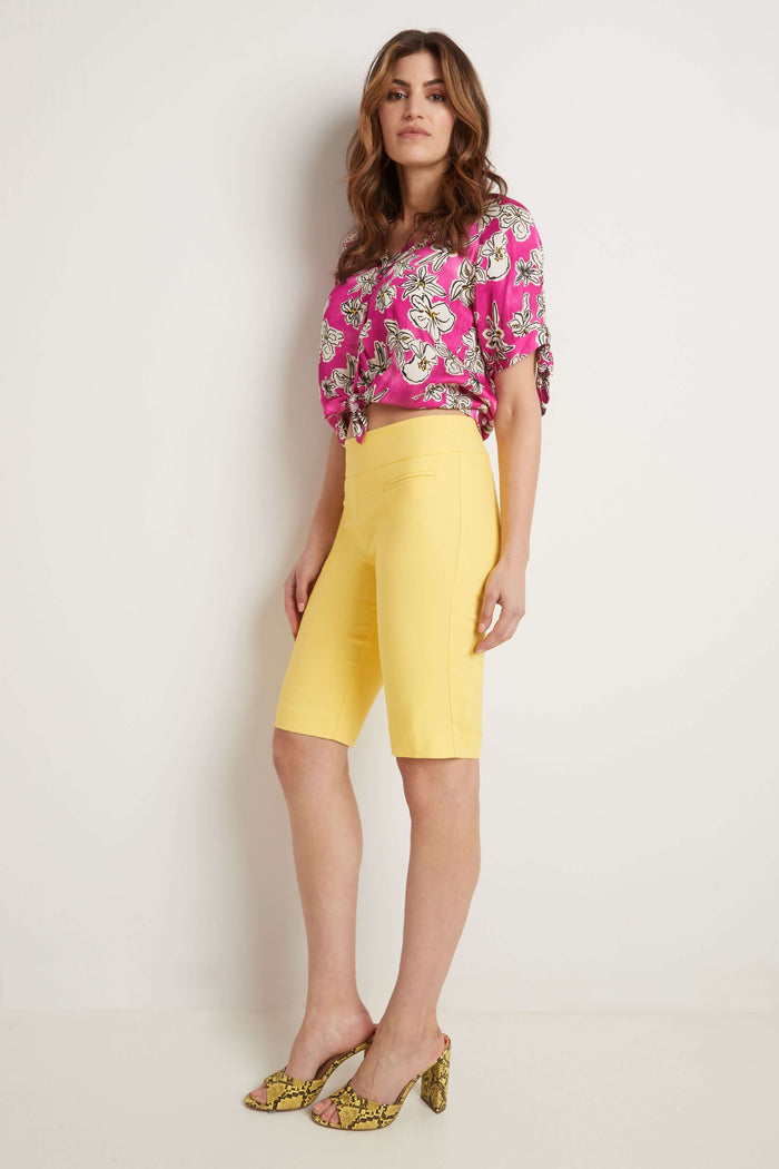 rekucci Women’s 12” Classic Shorts with Fake Front Pockets buttercup