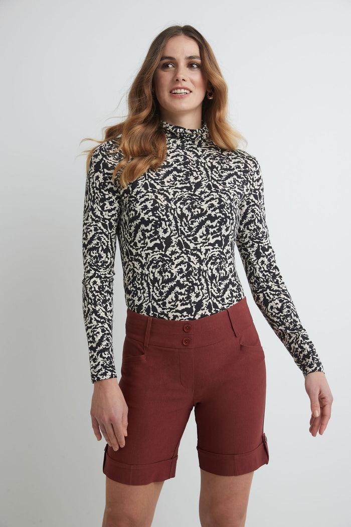 Rekucci Women’s 8” Classic Shorts With Stitched Cuff Terracotta