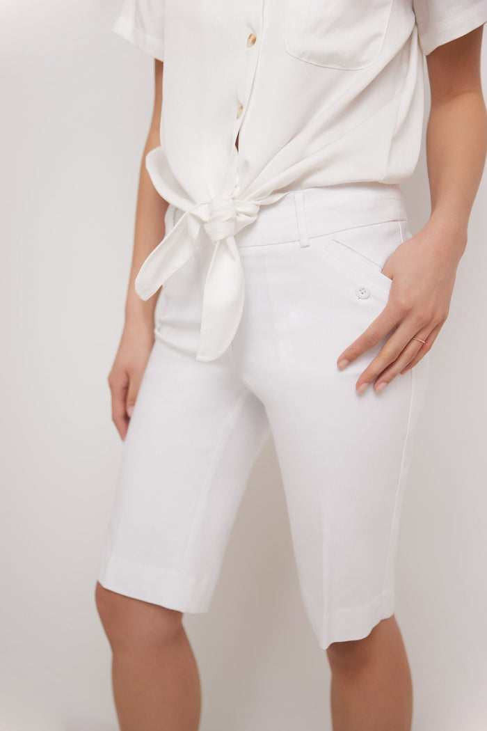 Rekucci Women’s Classic Bermuda Shorts With Slant Pockets White
