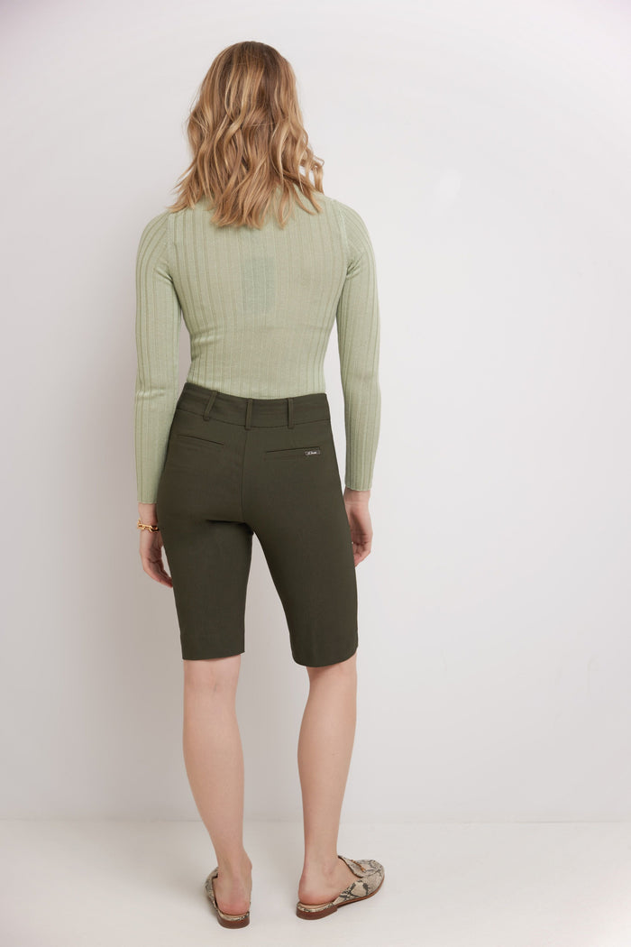 Rekucci Women’s Classic Bermuda Shorts With Slant Pockets Olive