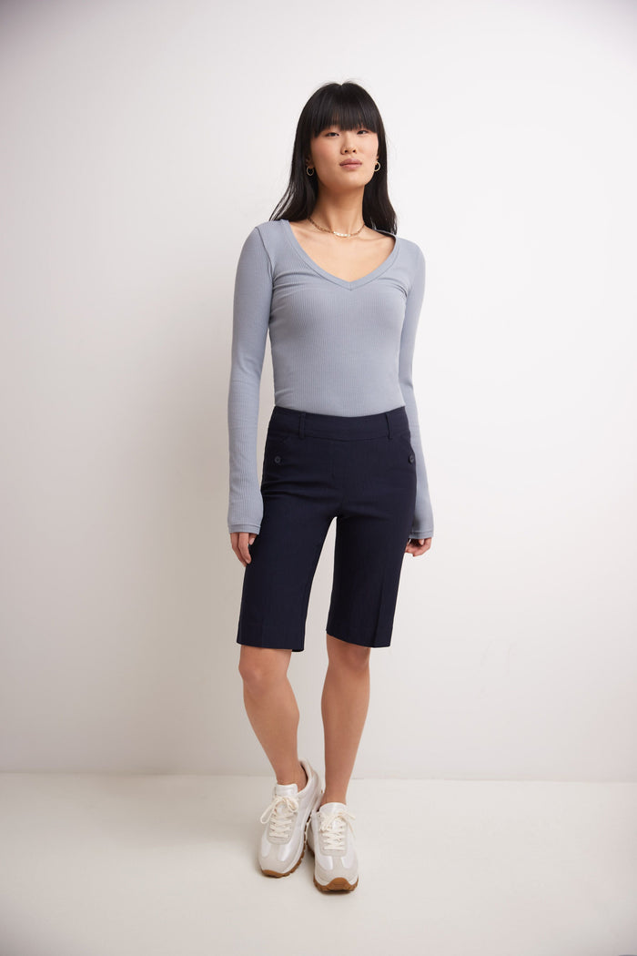 Rekucci Women’s Classic Bermuda Shorts With Slant Pockets Navy