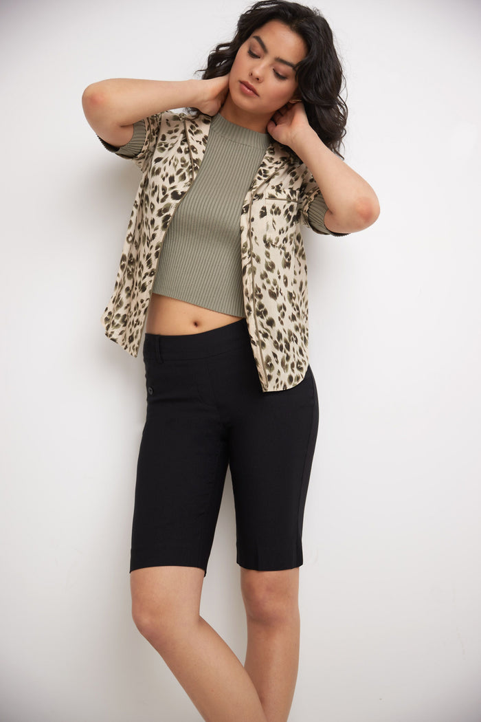 Rekucci Women’s Classic Bermuda Shorts With Slant Pockets Black