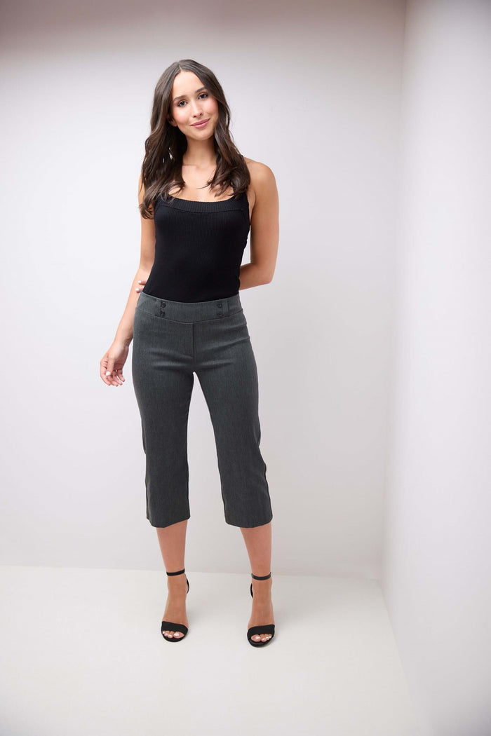 Rekucci Women’s Straight Leg Capris With Chic Styling Charcoal